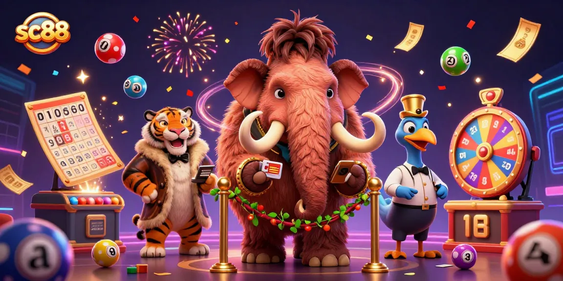 Experience thrilling fun at sc88 with a vibrant 3D casino scene showcasing unique characters and lottery excitement.