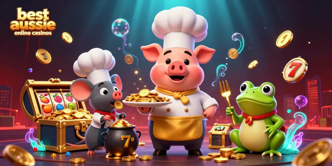 Experience the best aussie online casinos with this vibrant underwater scene featuring a chef pig and treasures.