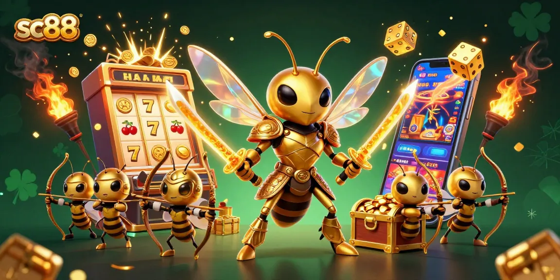 sc88's vibrant casino scene featuring a samurai hornet, golden jackpot, and immersive gaming elements