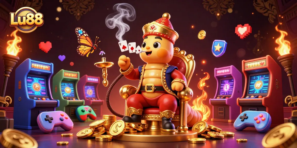 Experience thrilling casino action with Lu88 in this vibrant 3D gaming scene.