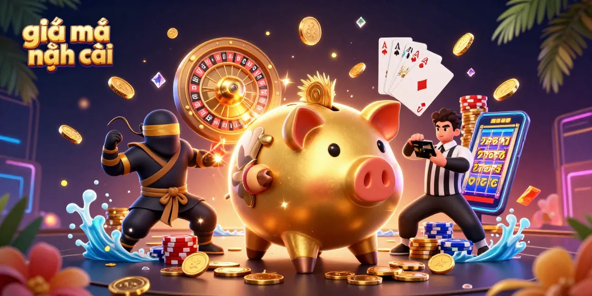 Engage with the giải mã nhà cái scene featuring a sumo wrestler and dynamic casino elements for thrilling gameplay.