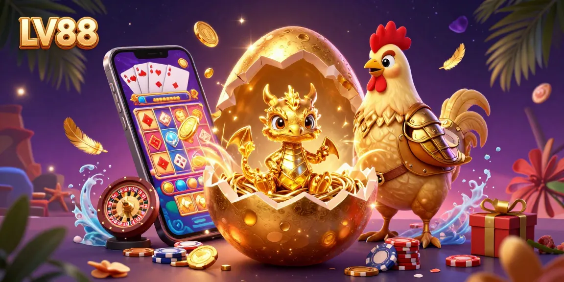 Experience the thrill of LV88 with golden gambling elements, creating a vibrant casino atmosphere.